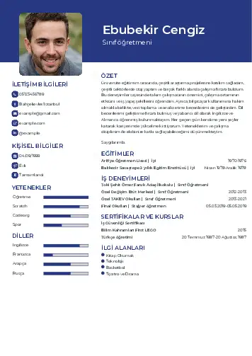 Sınıf Öğretmeni Cv Örnekleri cv indir